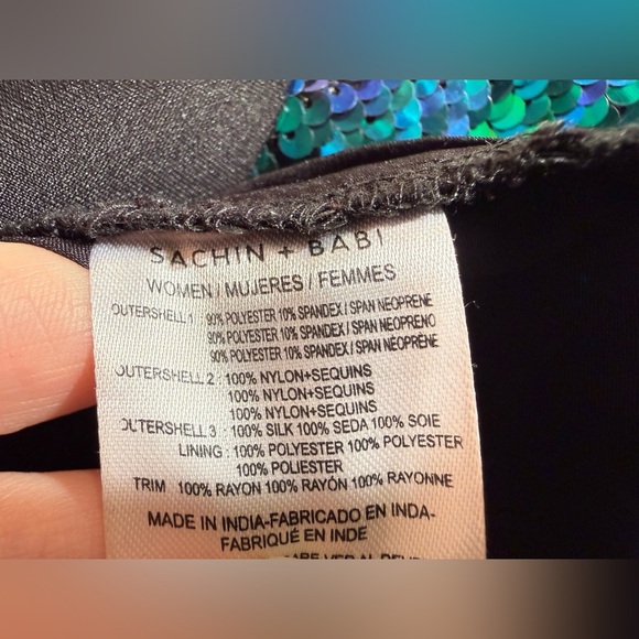 Sachin + Babi Black fit & flare mini Sequin hem Dress women’s 4 - Picture 5 of 8